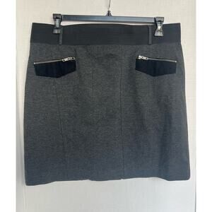 Simply Vera by Vera Wang Gray/Black Belt Loops 2 Pockets Back Zip Skirt XL
